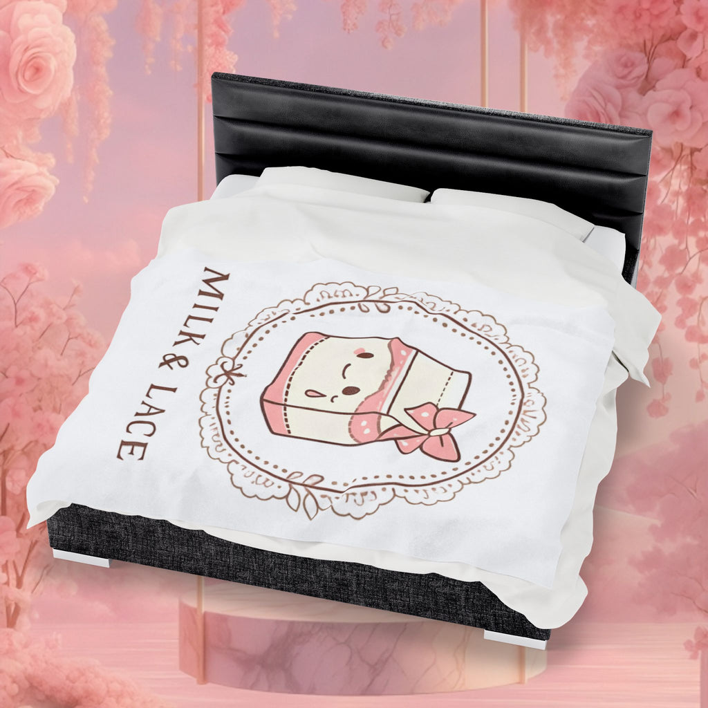 Kawaii Whimsical Velveteen Plush Blanket — Cute Cozy Throw