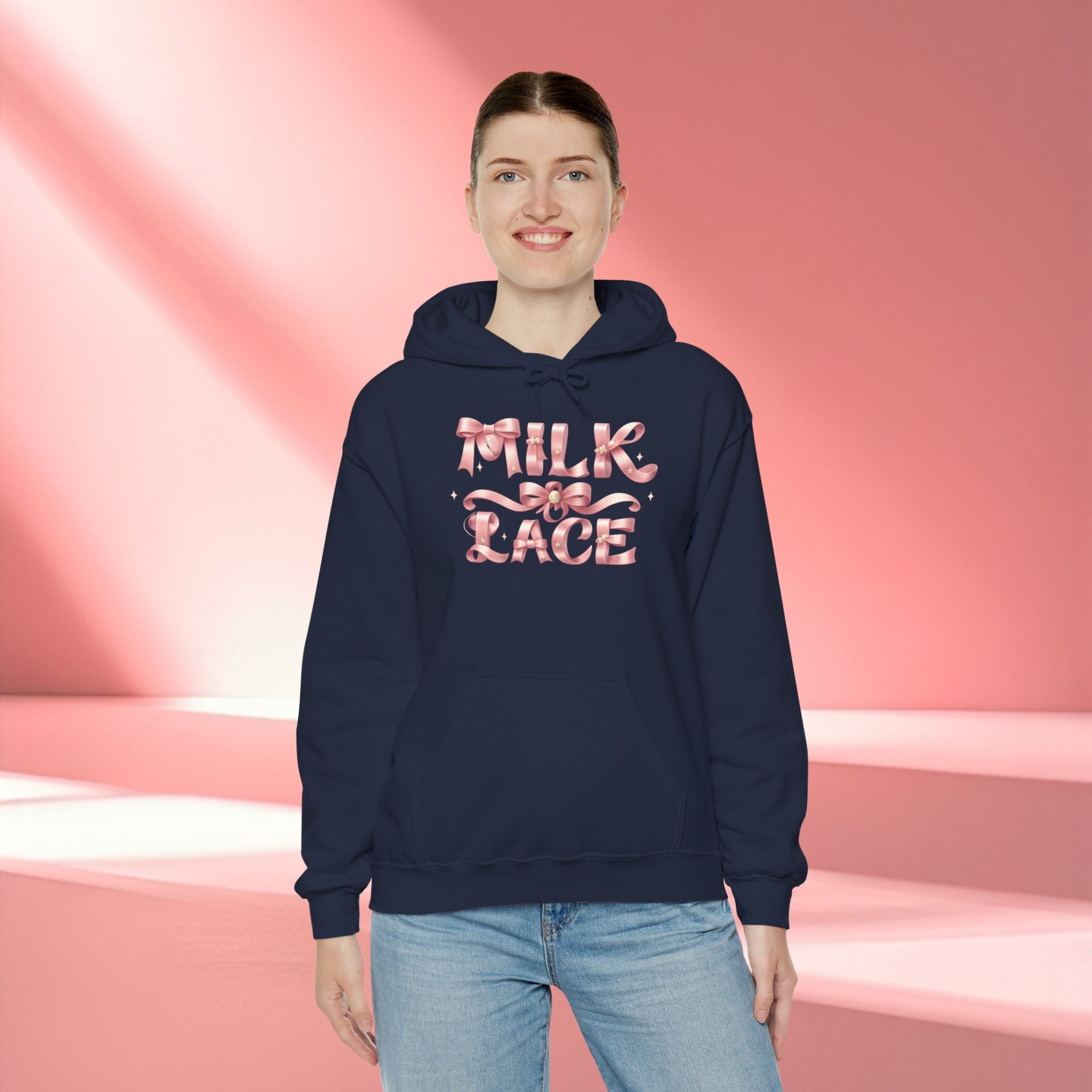 Floral Feminine Typography Hoodie — Feminine Floral Script Hooded Sweatshirt