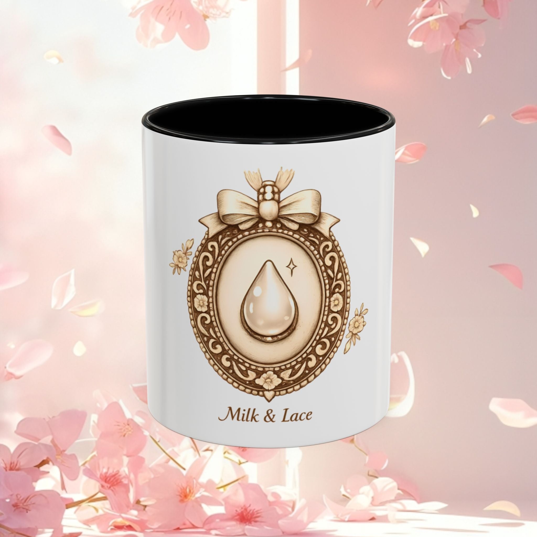 Vintage Cameo Emblem Accent Coffee Mug — Retro Portrait Ceramic Mug (11/15 oz)