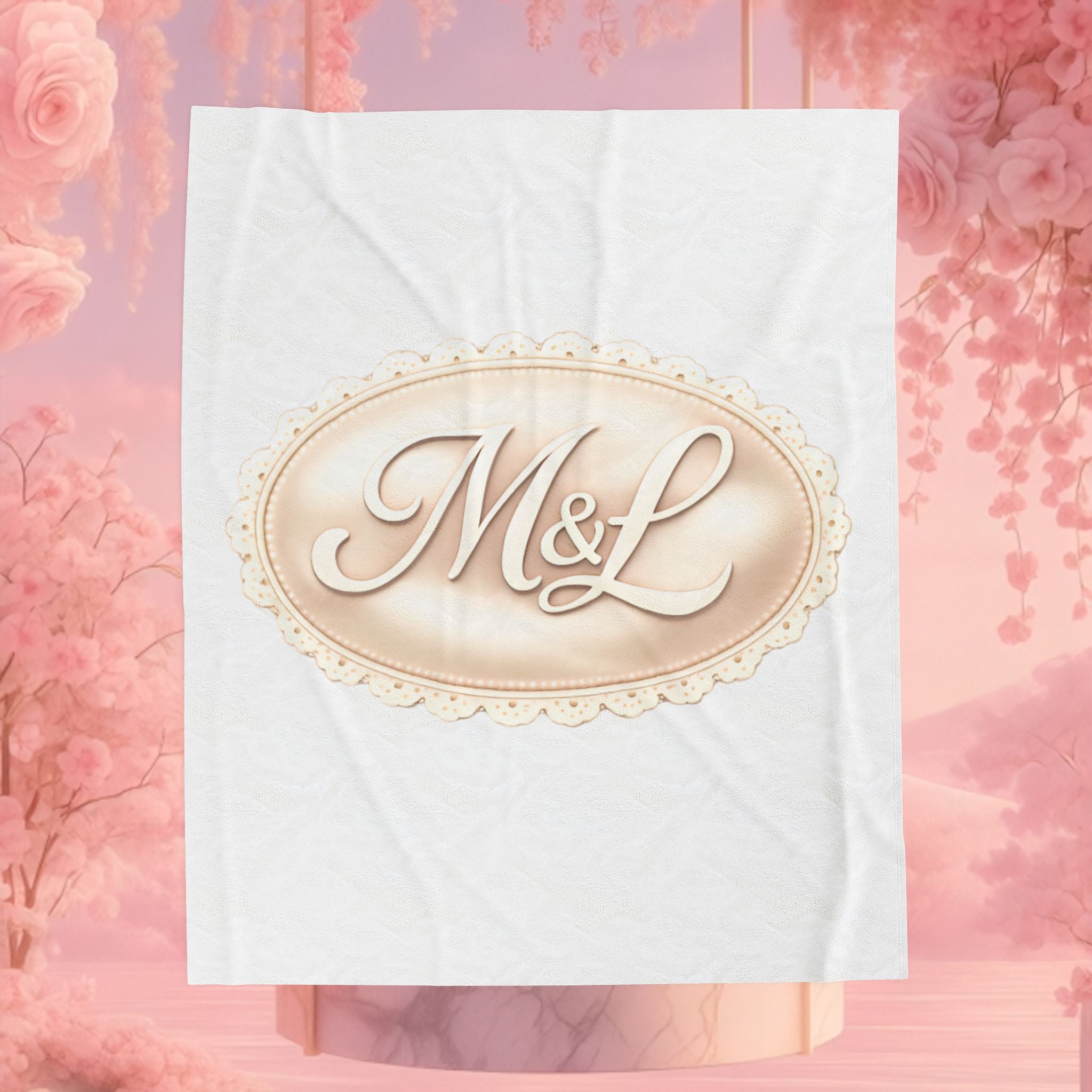 Monogram Velveteen Plush Blanket — Elegant Soft Personalized Throw