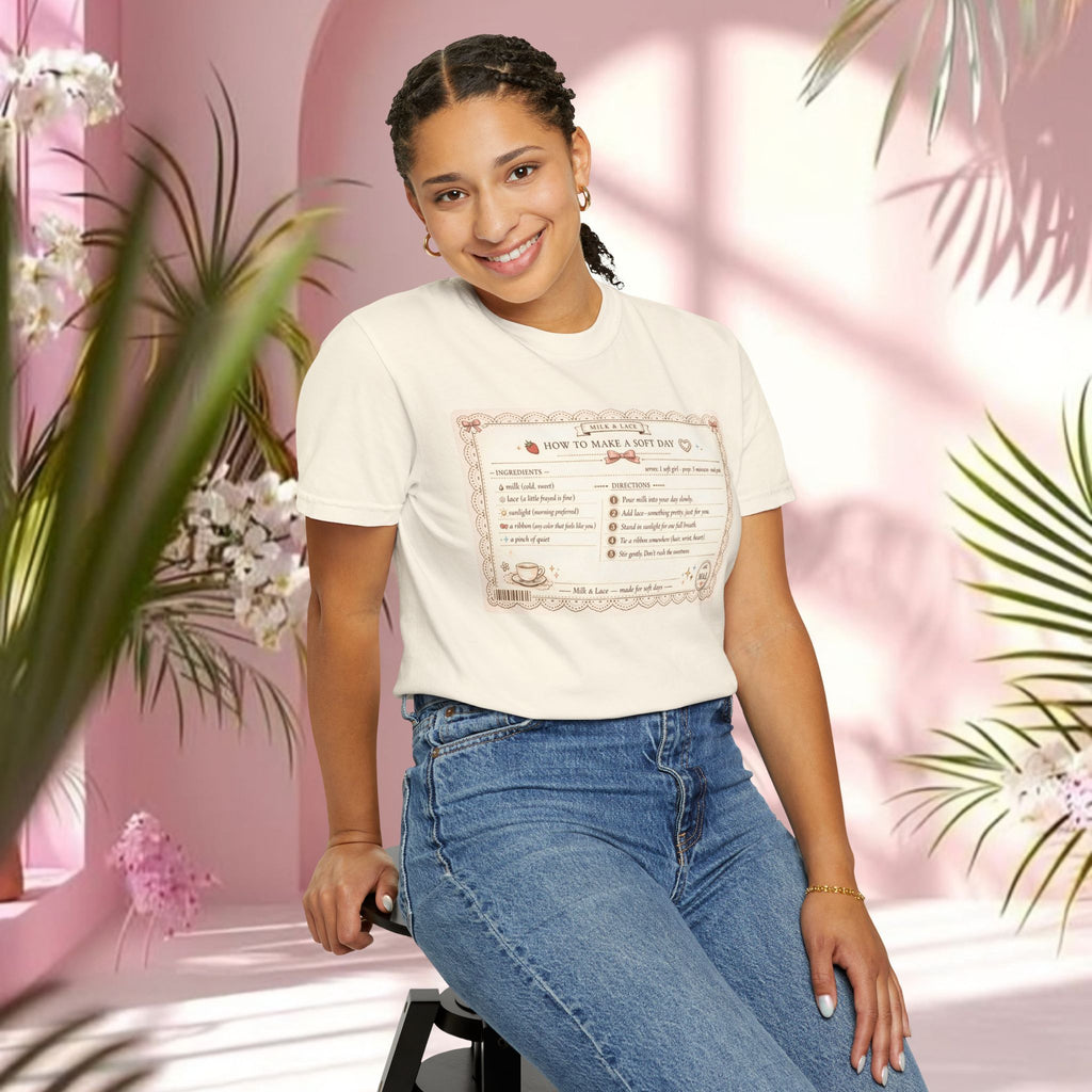 Vintage Tea-Recipe T-Shirt — "How to Make a Soft Day" Aesthetic Tee