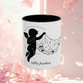 Cherub Illustration Accent Coffee Mug — Confident Angel Design (11/15 oz)