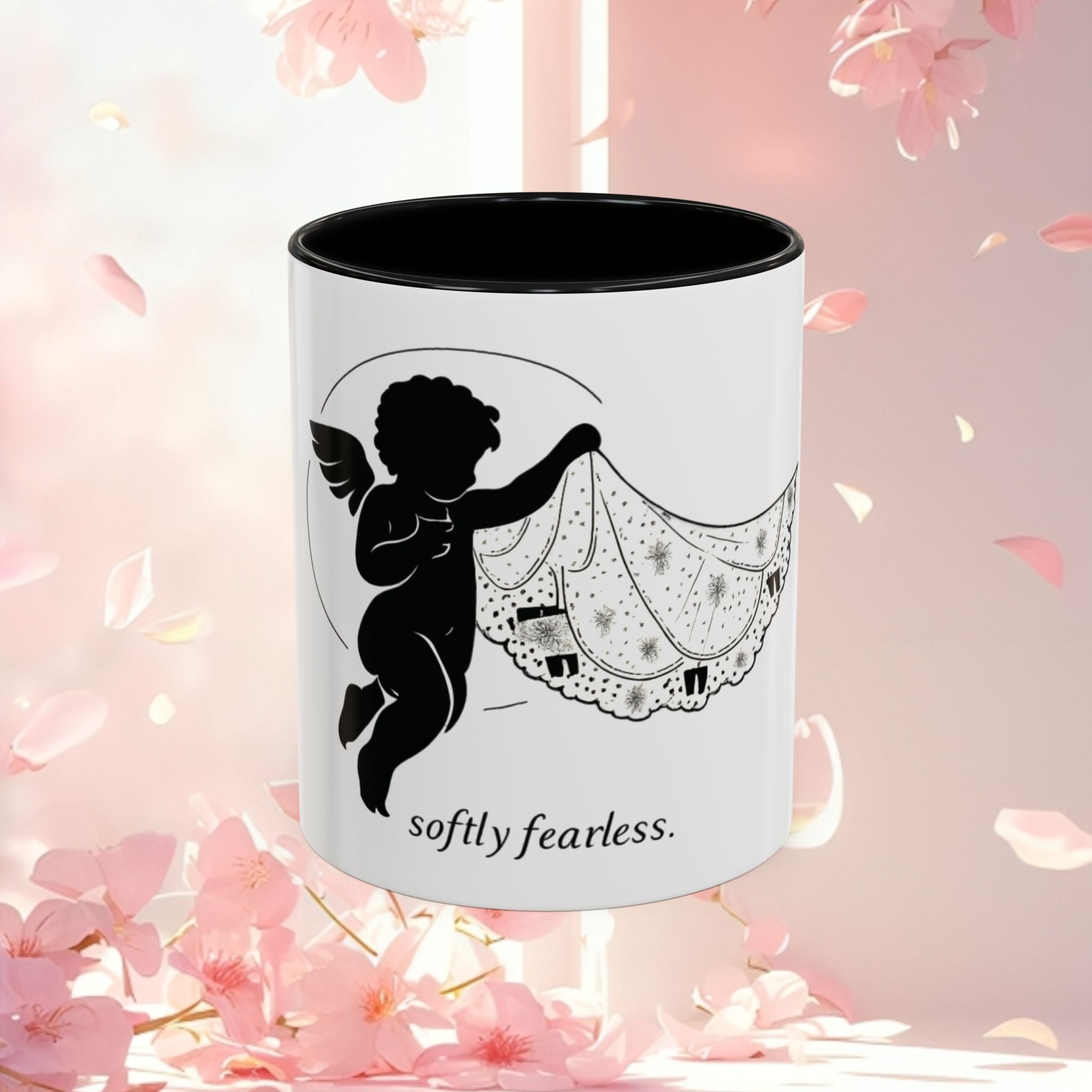 Cherub Illustration Accent Coffee Mug — Confident Angel Design (11/15 oz)
