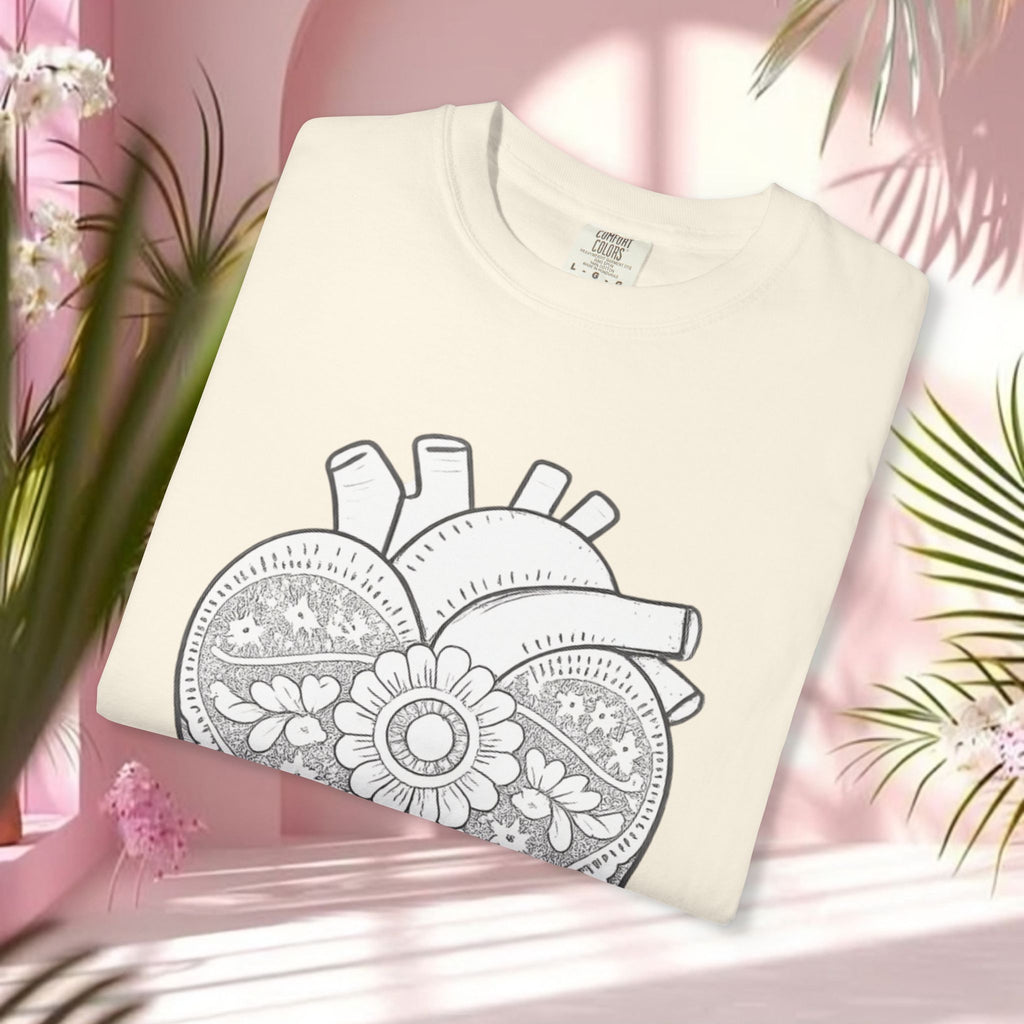 Lace Heart Anatomical Tee — "soft things only" Cotton T-Shirt
