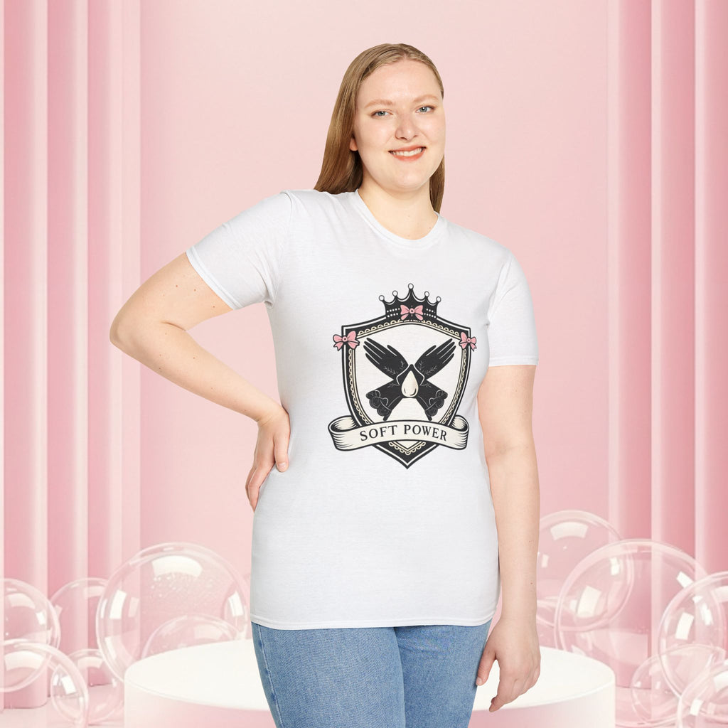 Soft Power Crest T‑Shirt — 'Milk & Lace' Feminine Crest Tee