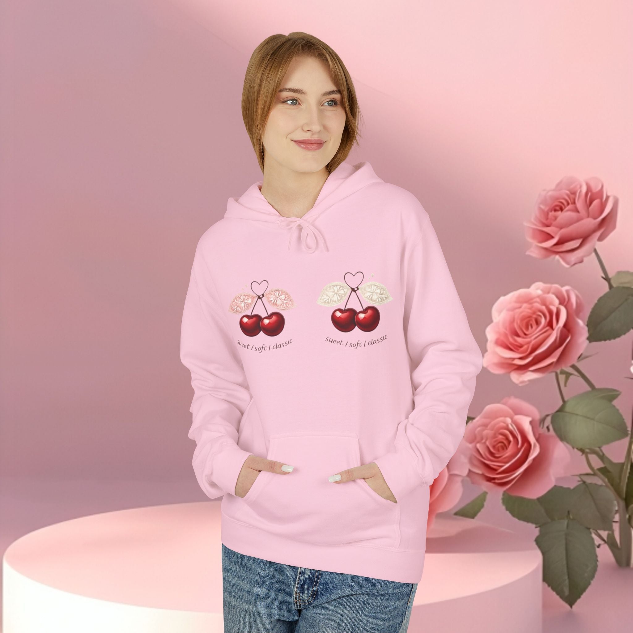''sueet / soft / delicate'' — Cherry Graphic Fleece Hoodie