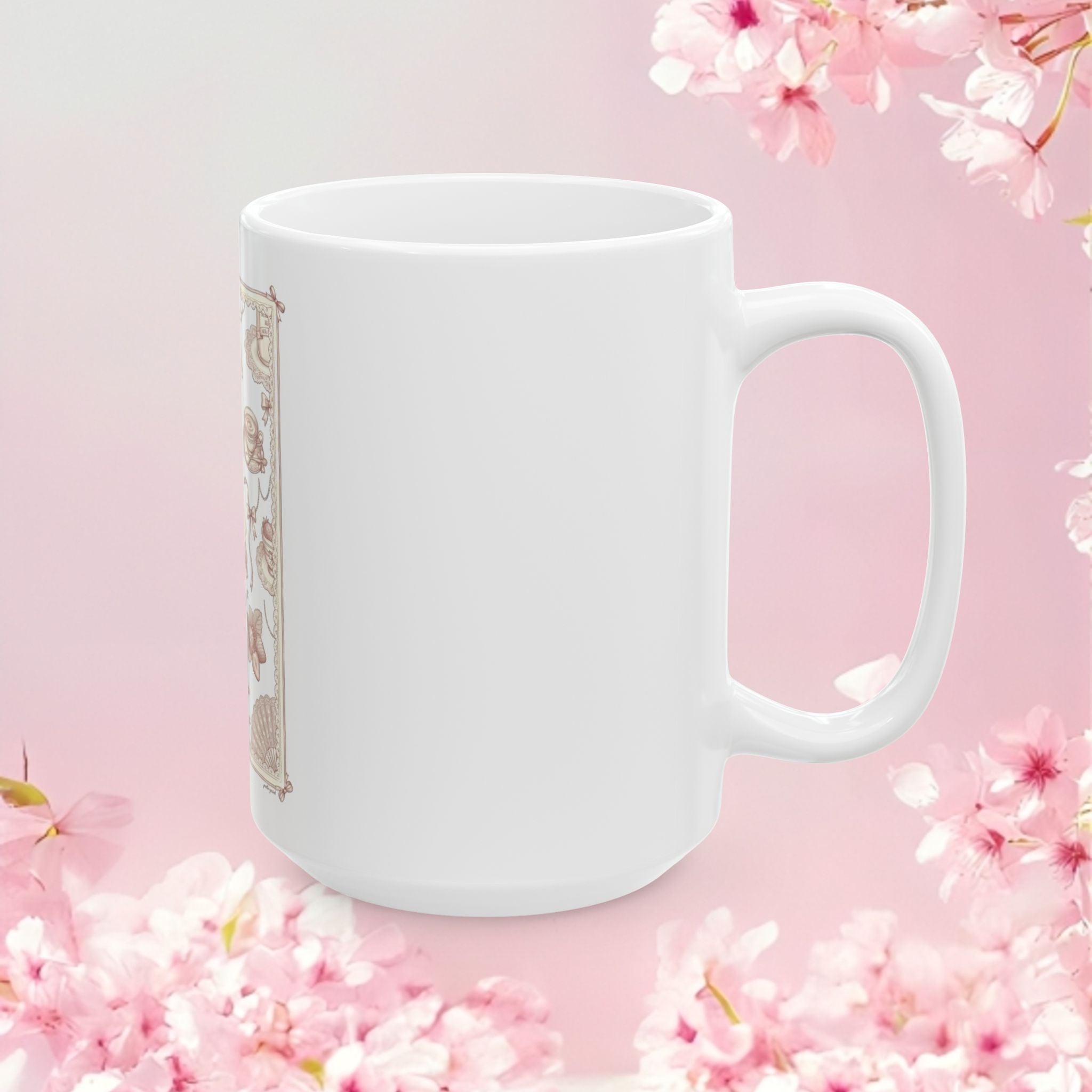 Vintage Floral Ceramic Mug — Delicate Bloom 11oz & 15oz