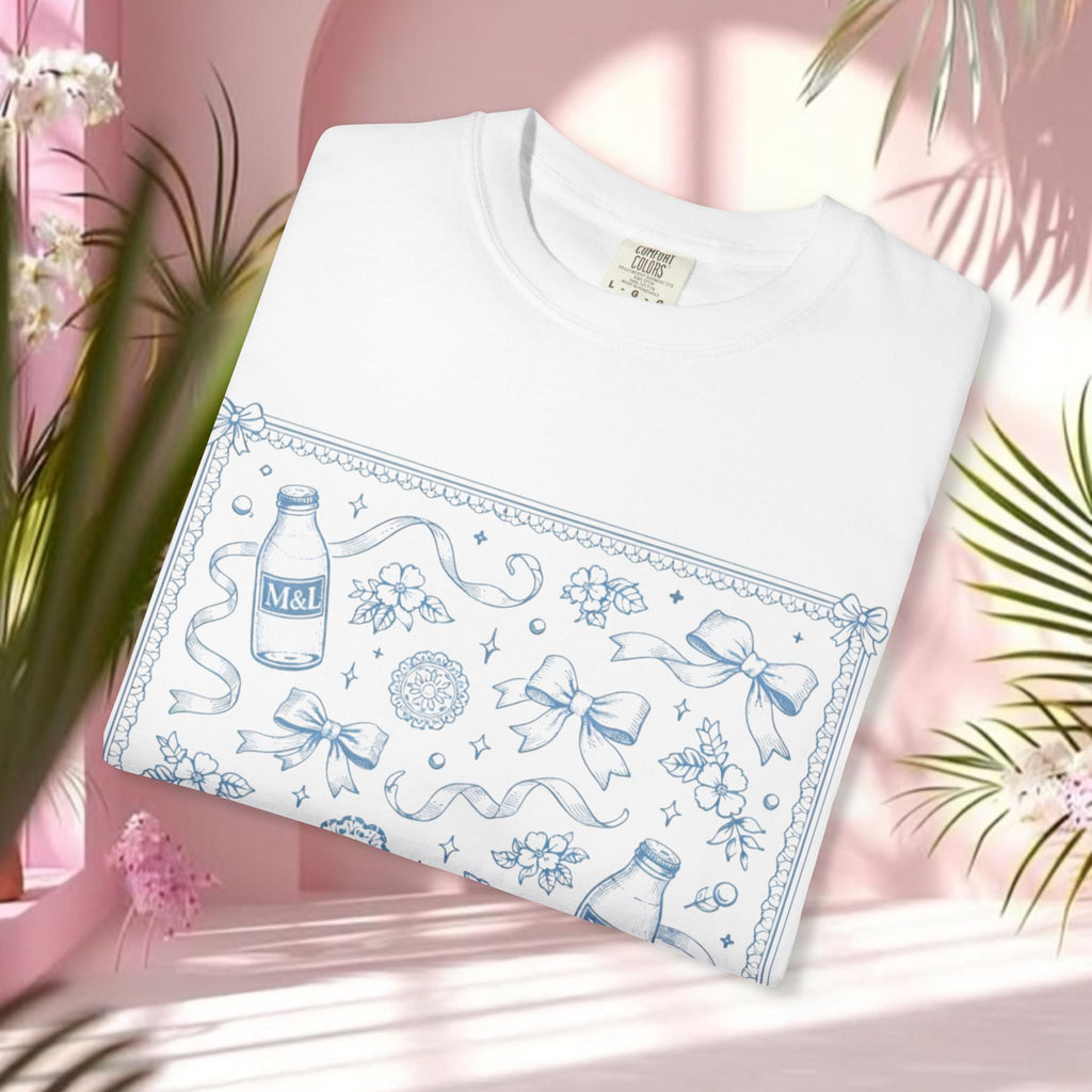 Milk & Lace Bandana Graphic T-Shirt — “soft things only.” Back Print