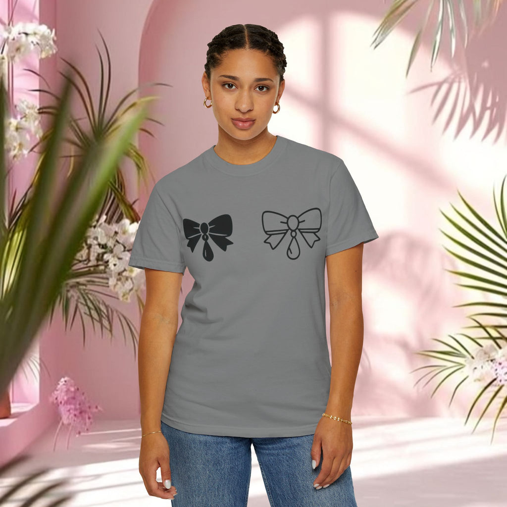 Bow Graphic T‑Shirt — "Milk & Lace — made of sugar." Back Text Tee